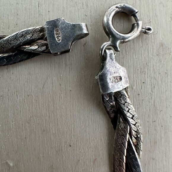 Vintage Tr-Colored Sterling Silver Braided Bracelet - Picture 5 of 6